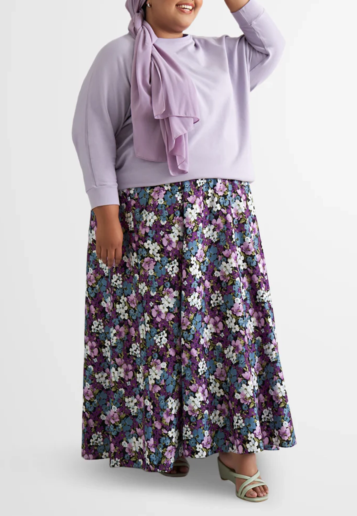 Casual Botanical Print Polyester Skirt