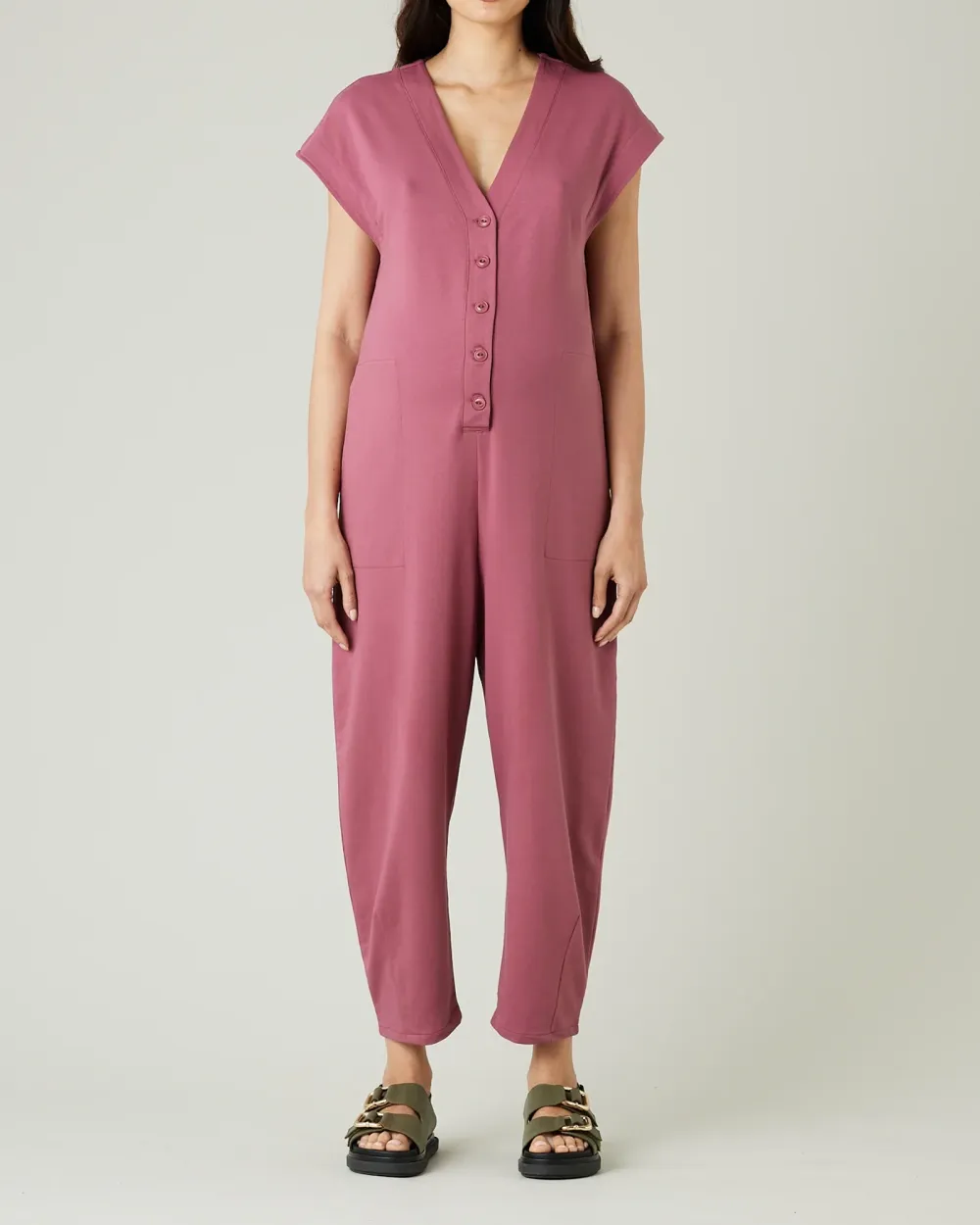 AUTUMN ROSE COTTON JERSEY JUMPSUIT