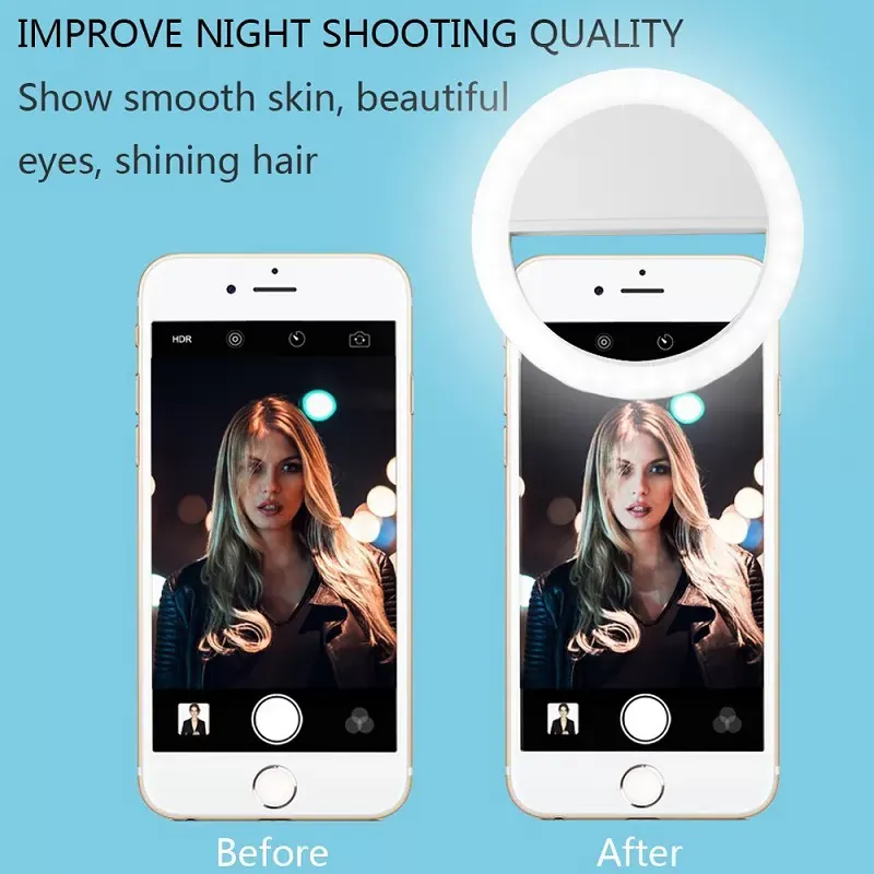 Selfie LED Ring Fill Light Portable Mobile Phone 36 LEDS Selfie Lamp 3 levels Lighting Luminous Ring Clip For All Cell Phones