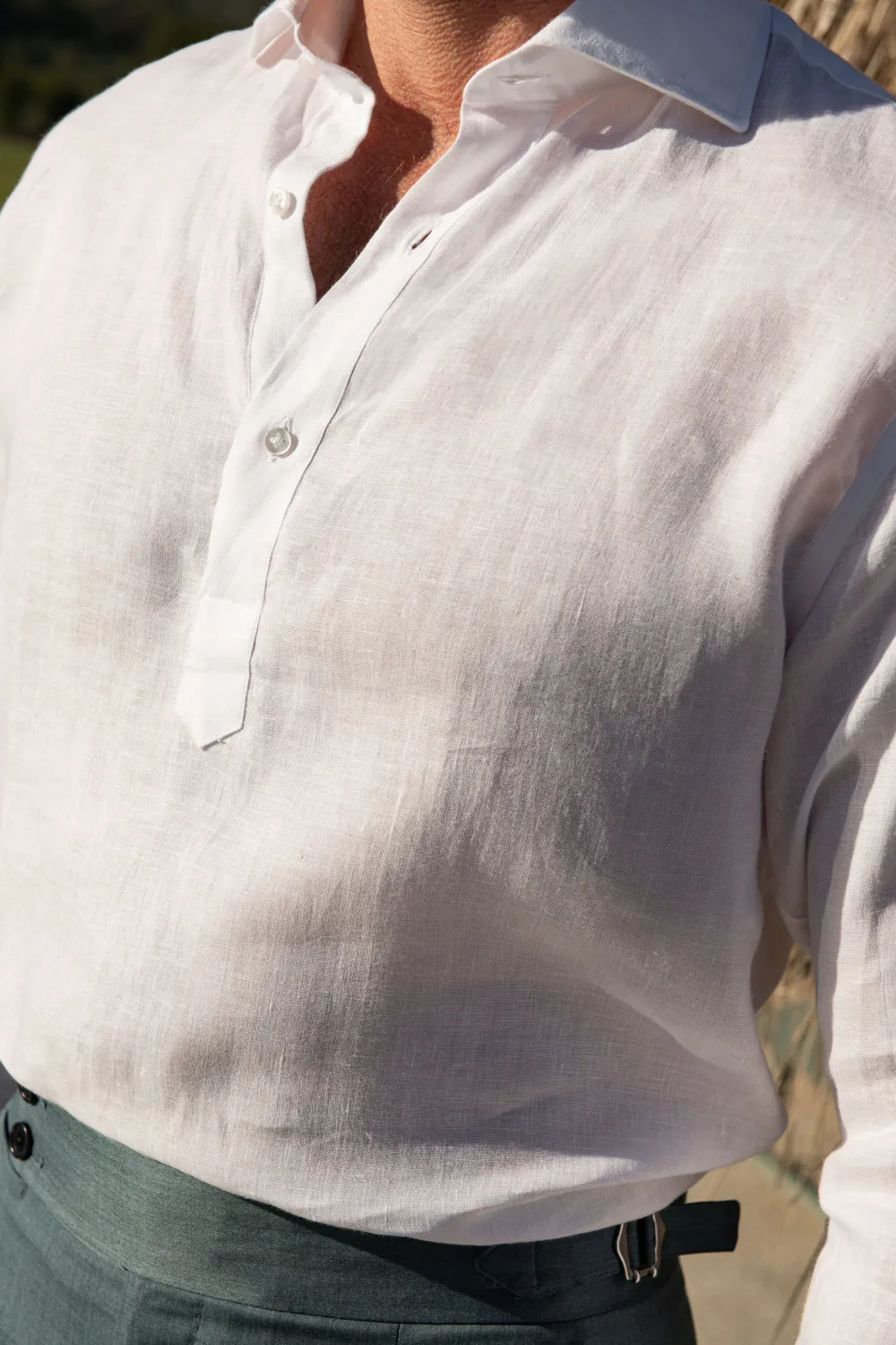 White Linen Popover Shirt