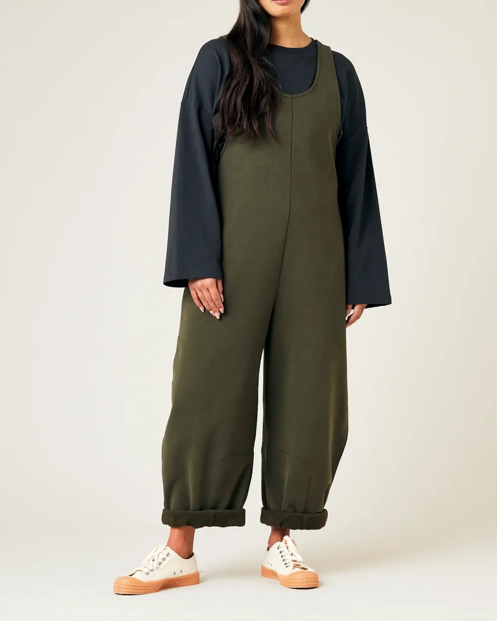 CLOVER ORGANIC COTTON JERSEY JUMPSUIT - OLIVE