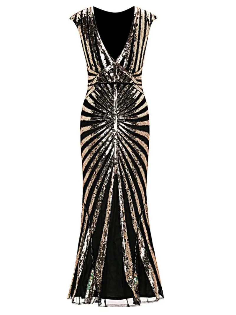 BLACK 1920S SEQUIN FLAPPER DRESS - US ONLY