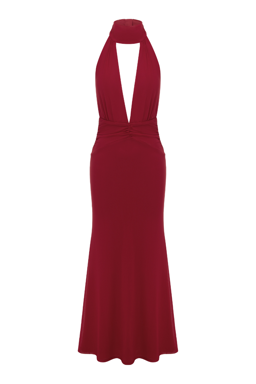 Halter neck cutout maxi dress