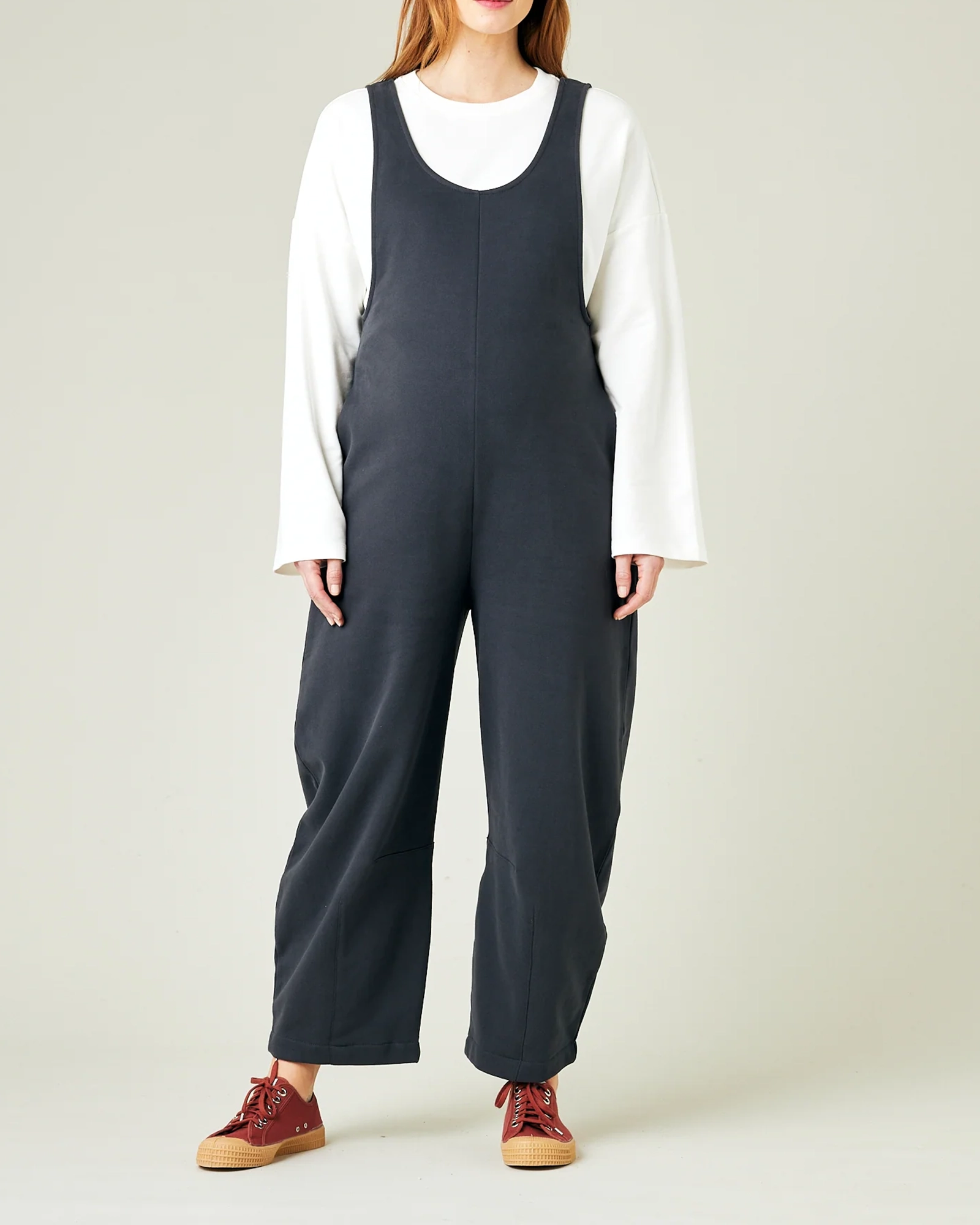 CLOVER ORGANIC COTTON JERSEY JUMPSUIT - SLATE