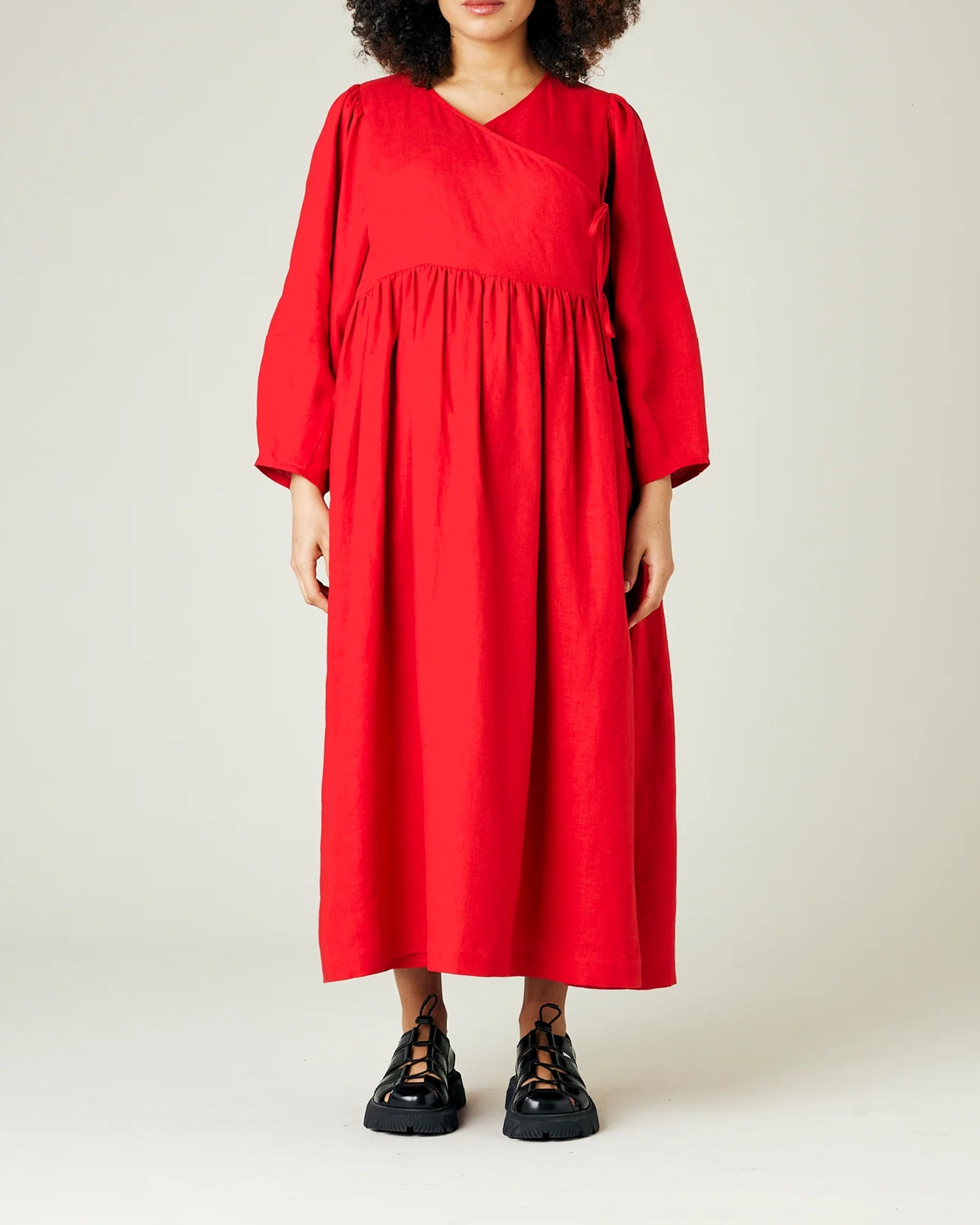 RED LINEN DRESS