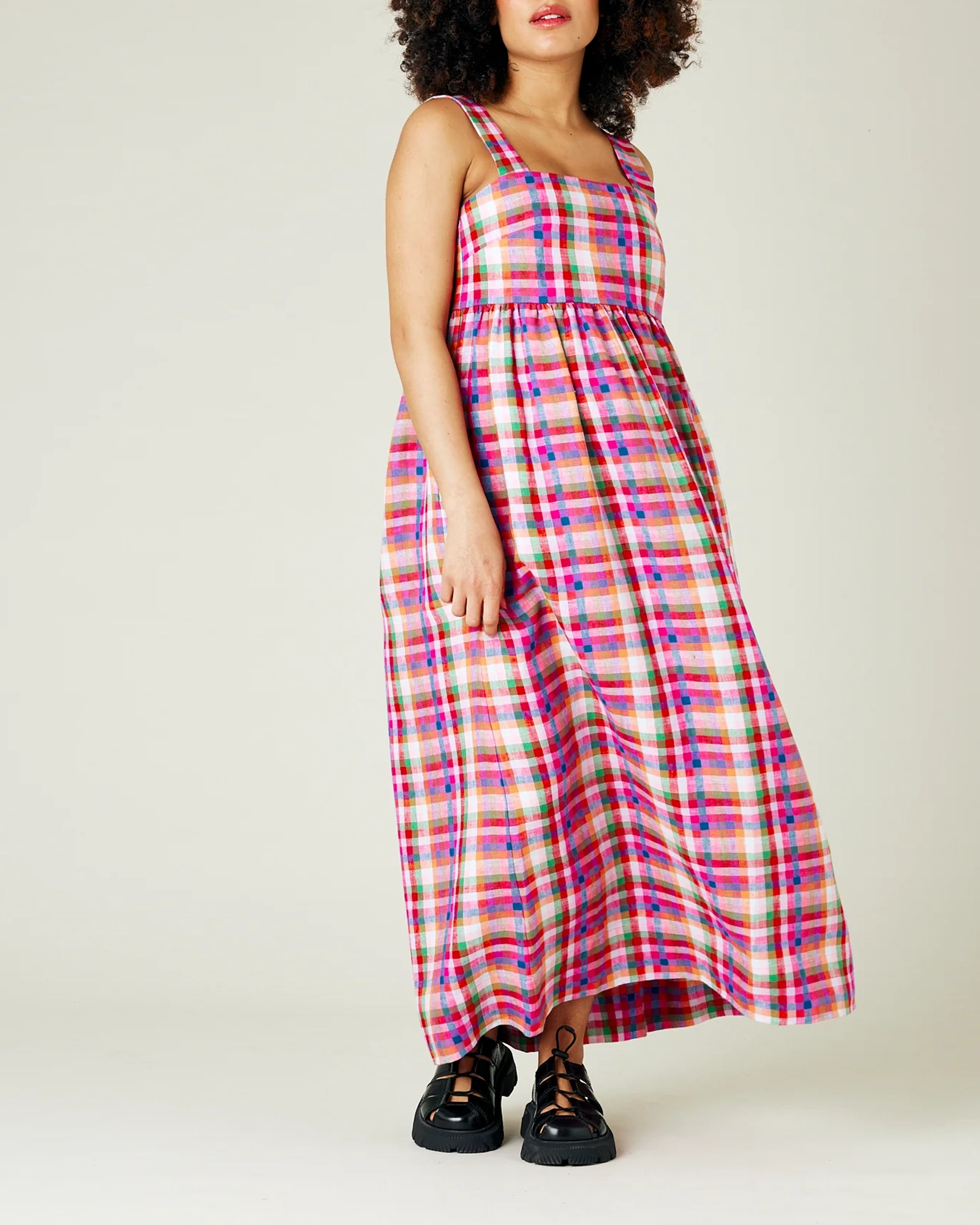 SONNY CHECK LINEN DRESS