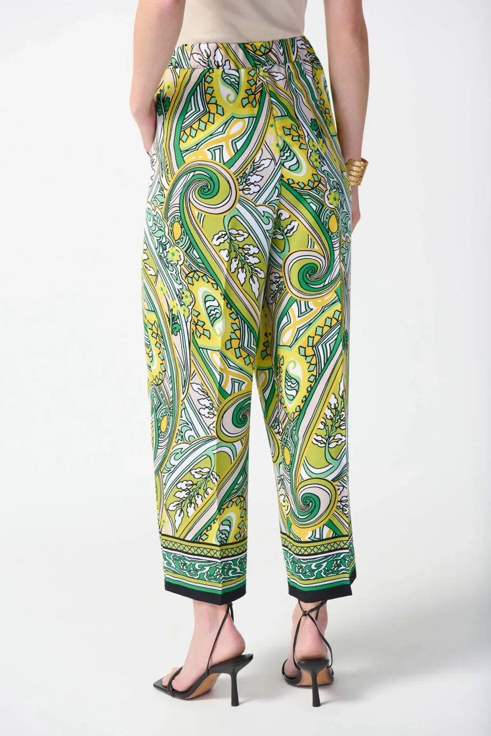 Woven Paisley Print Crop Pants