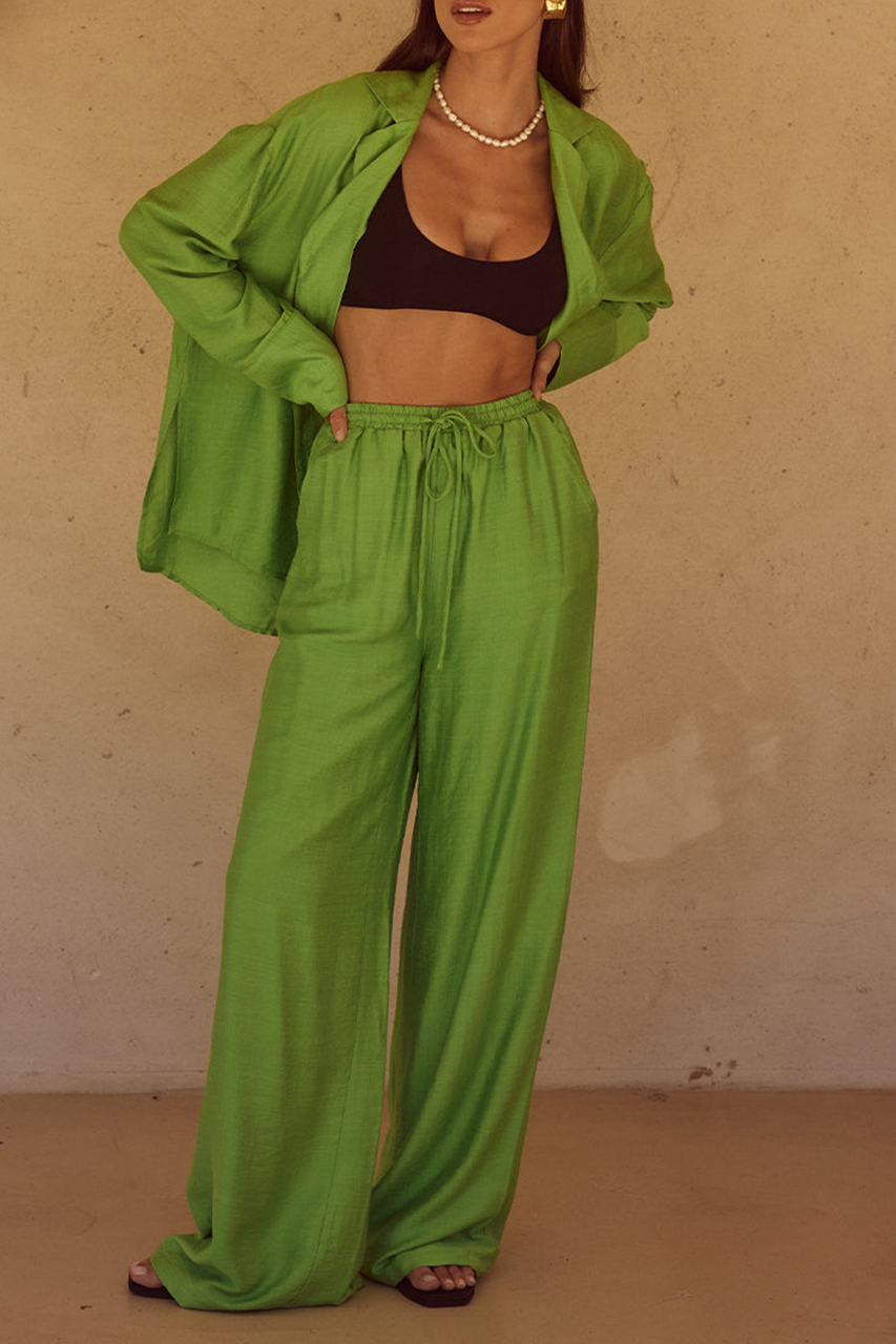 Green heavy drape pants