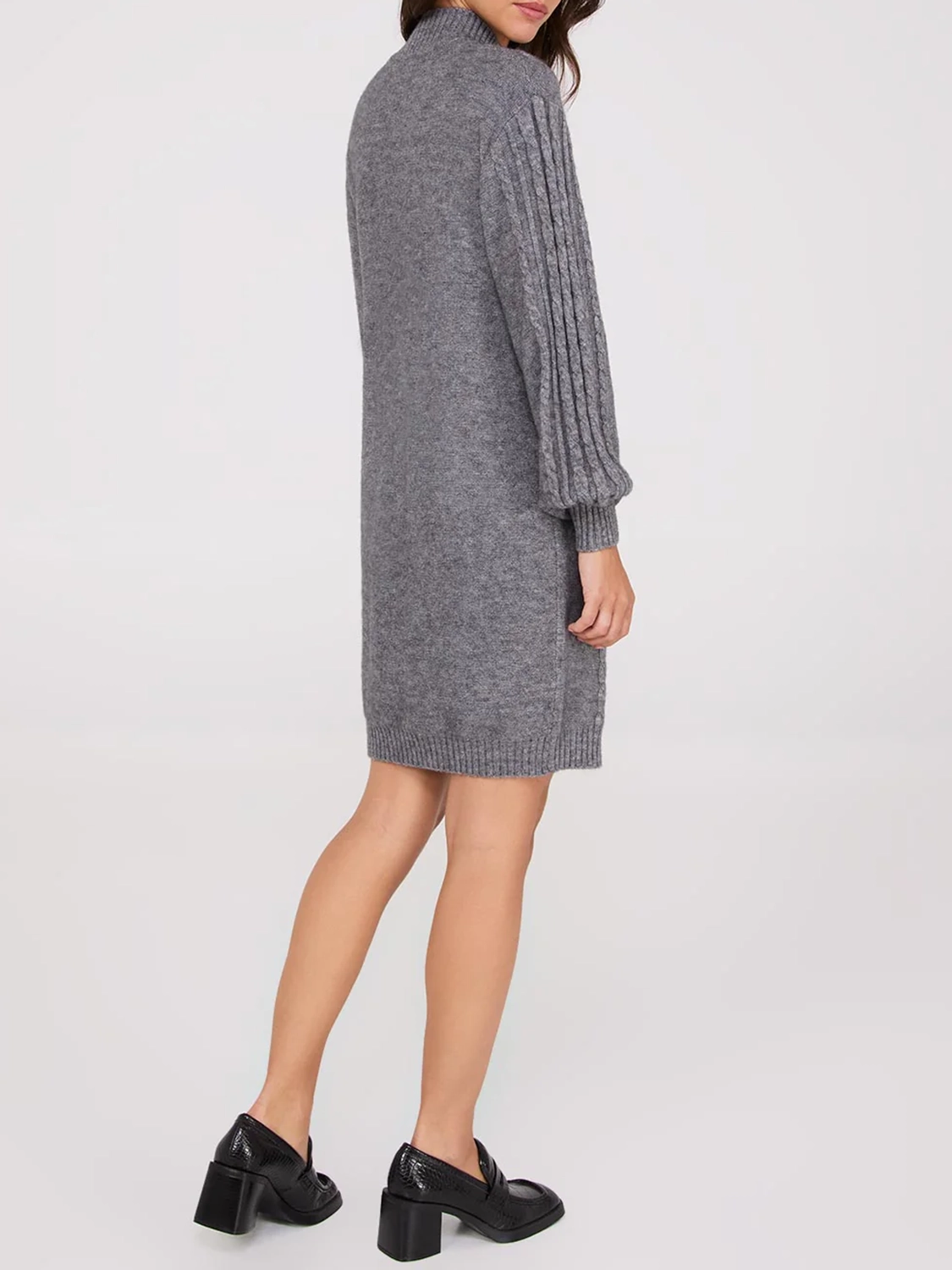 Cable Knit Mock Neck Sweater Dress