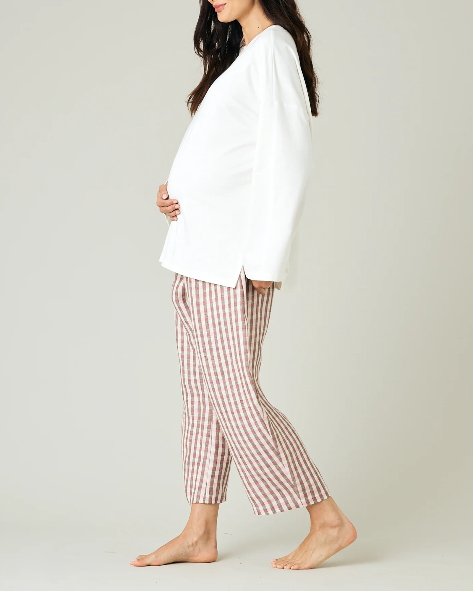 ULTIMATE PJ TROUSERS BROWN & PINK CHECK LINEN