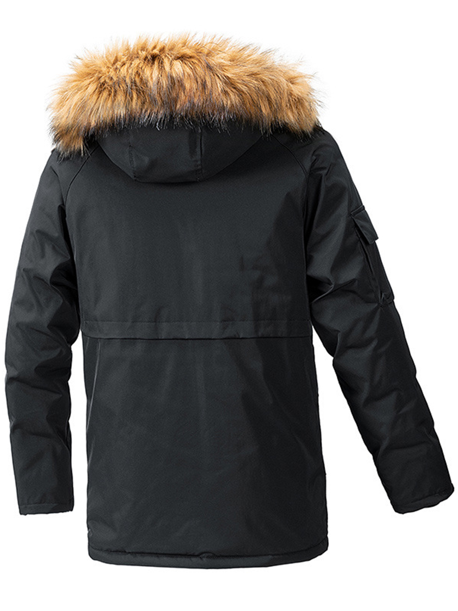 Men's outdoor warm fur collar down jacket