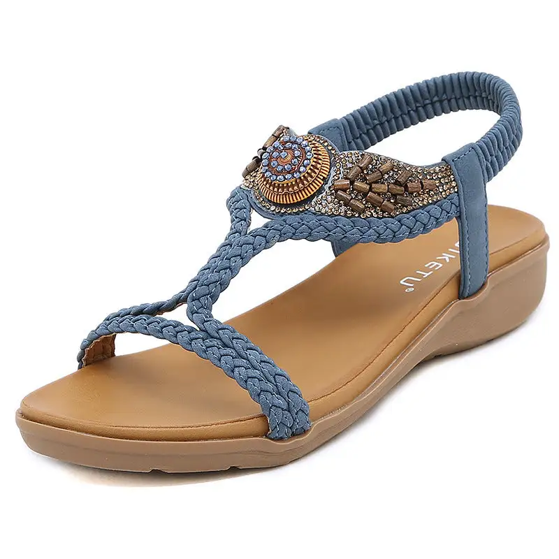 Cilool Beaded Sandals Band Lightweight Comfortable Retro Woven Sandals