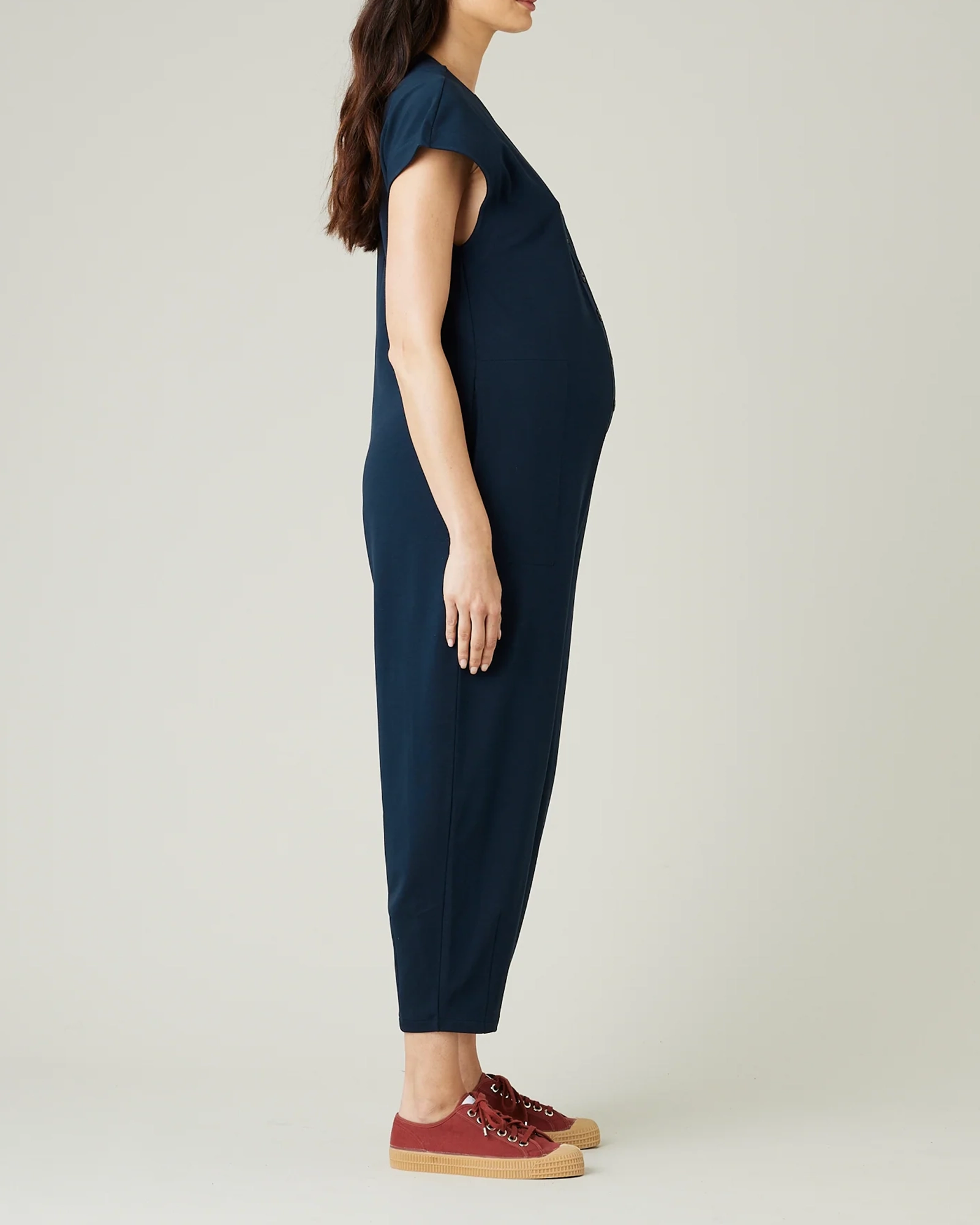 NAVY COTTON JERSEY JUMPSUIT