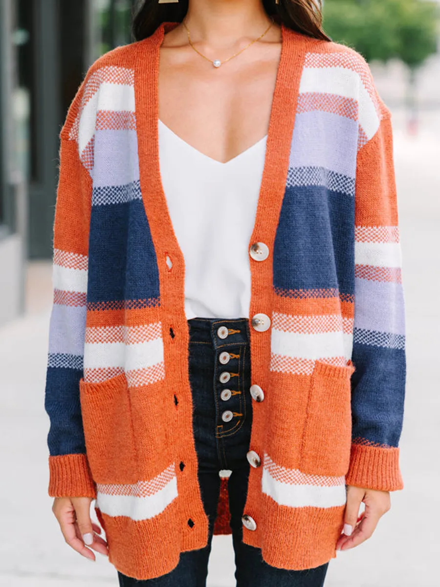 Orange Striped Cardigan