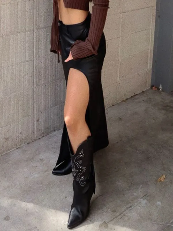 Faux Leather Maxi Skirts