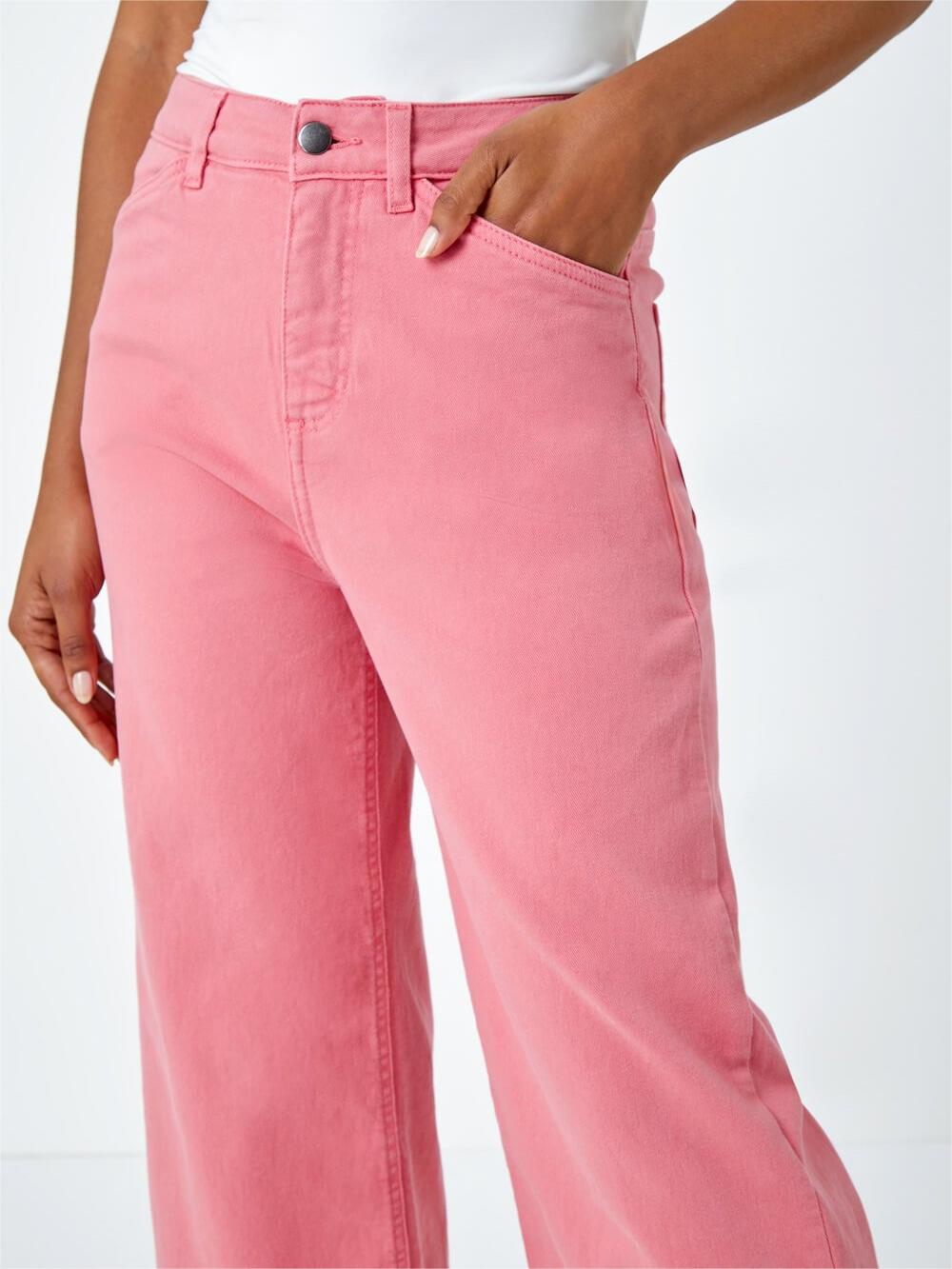 Pink wide-leg casual pants