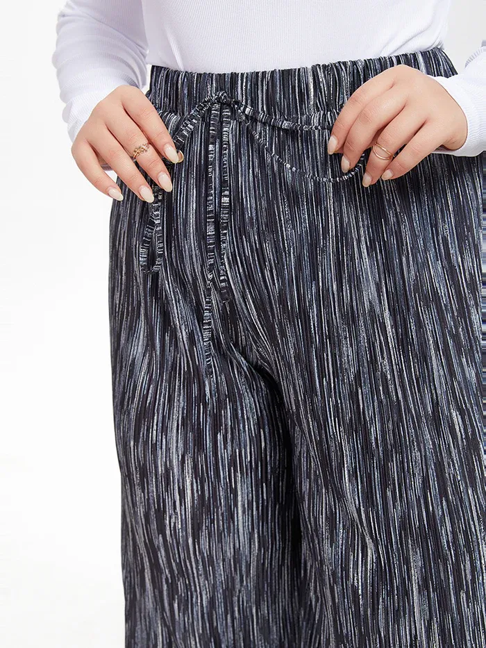 Drawstring Waist Wide Leg Pants