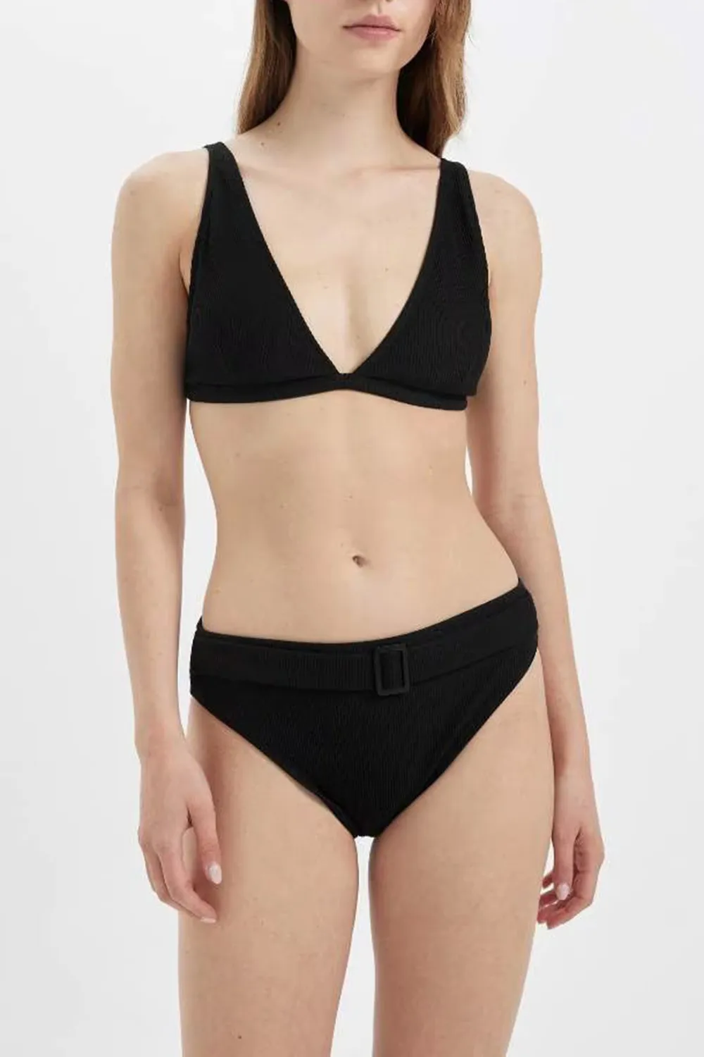 Regular Fit Square Buckle Bikini Bottom