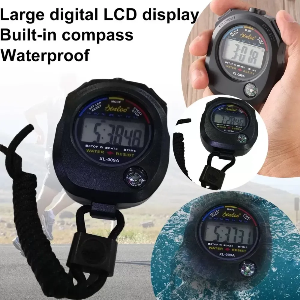 Sport Stopwatch Professionele Handheld Digitale Lcd Sport Stopwatch Chronograaf Counter Timer Met Riem Hot Verkopen Groothandel