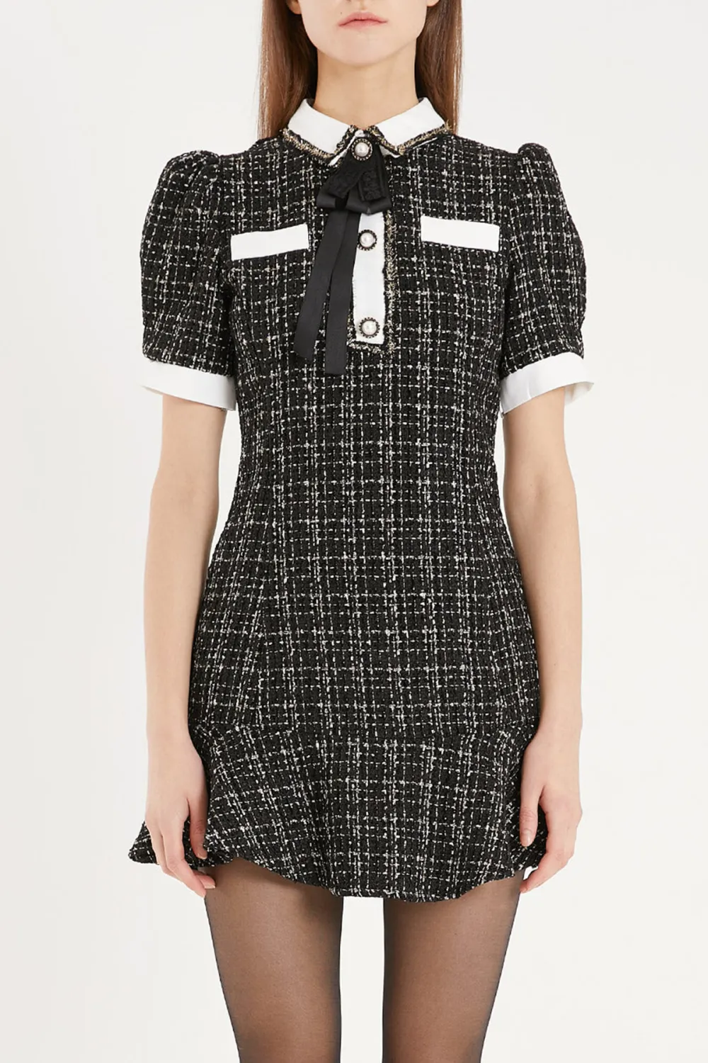 Lourdes Tweed Trumpet Mini Dress