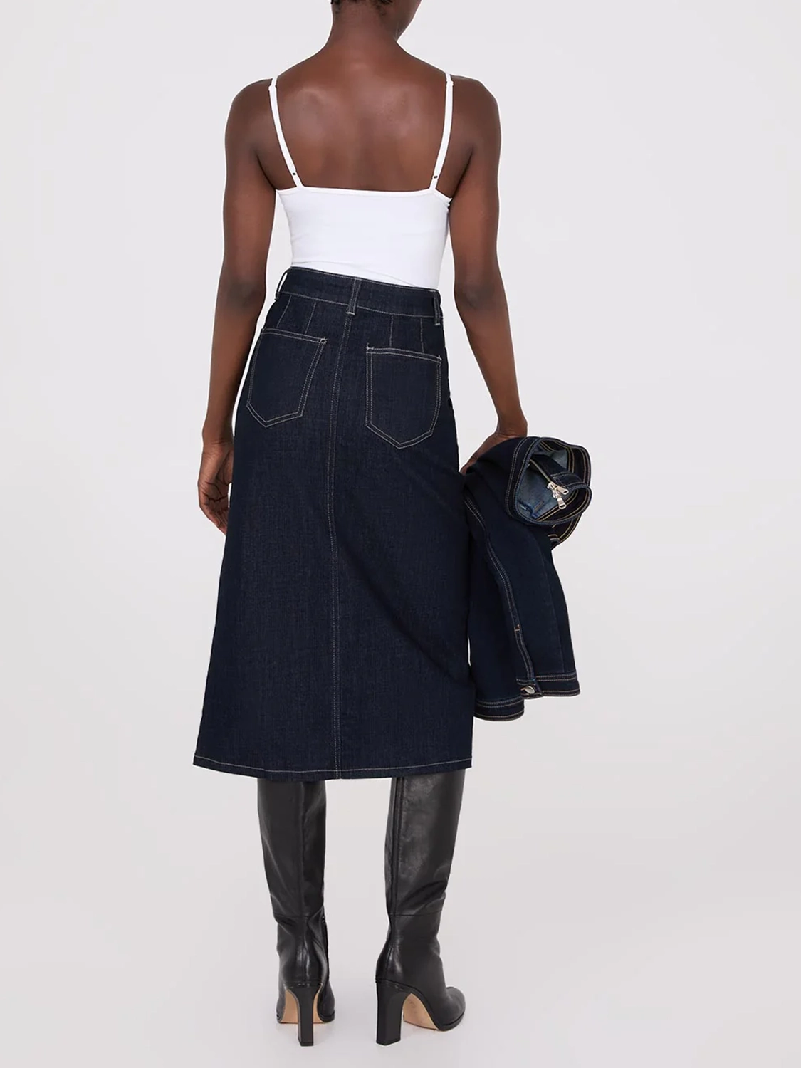 Denim Pencil Skirt With Front Slit