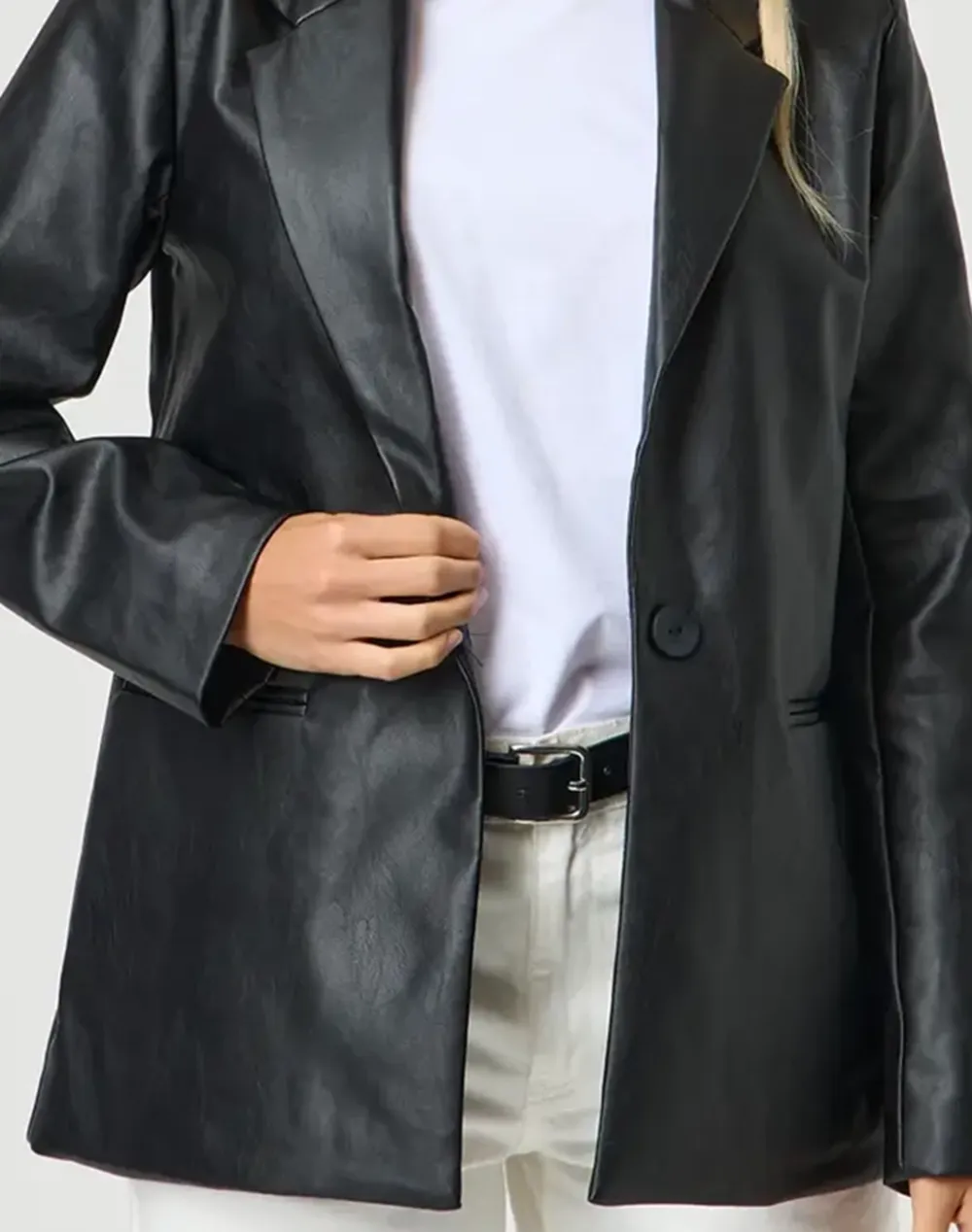 Faux Leather Blazer