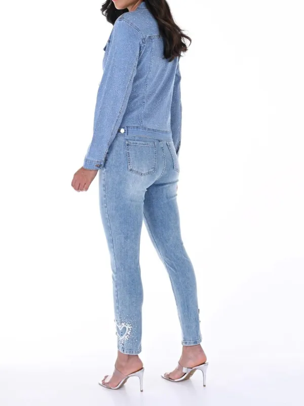 Pant Woven Heart Denim Blue