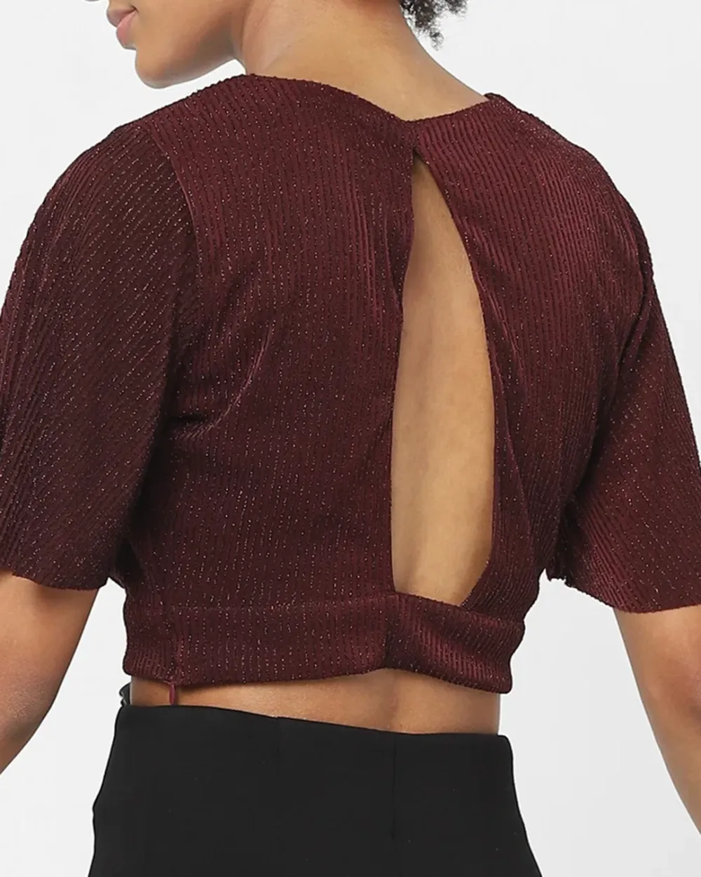 Maroon Cut Out Crop Top