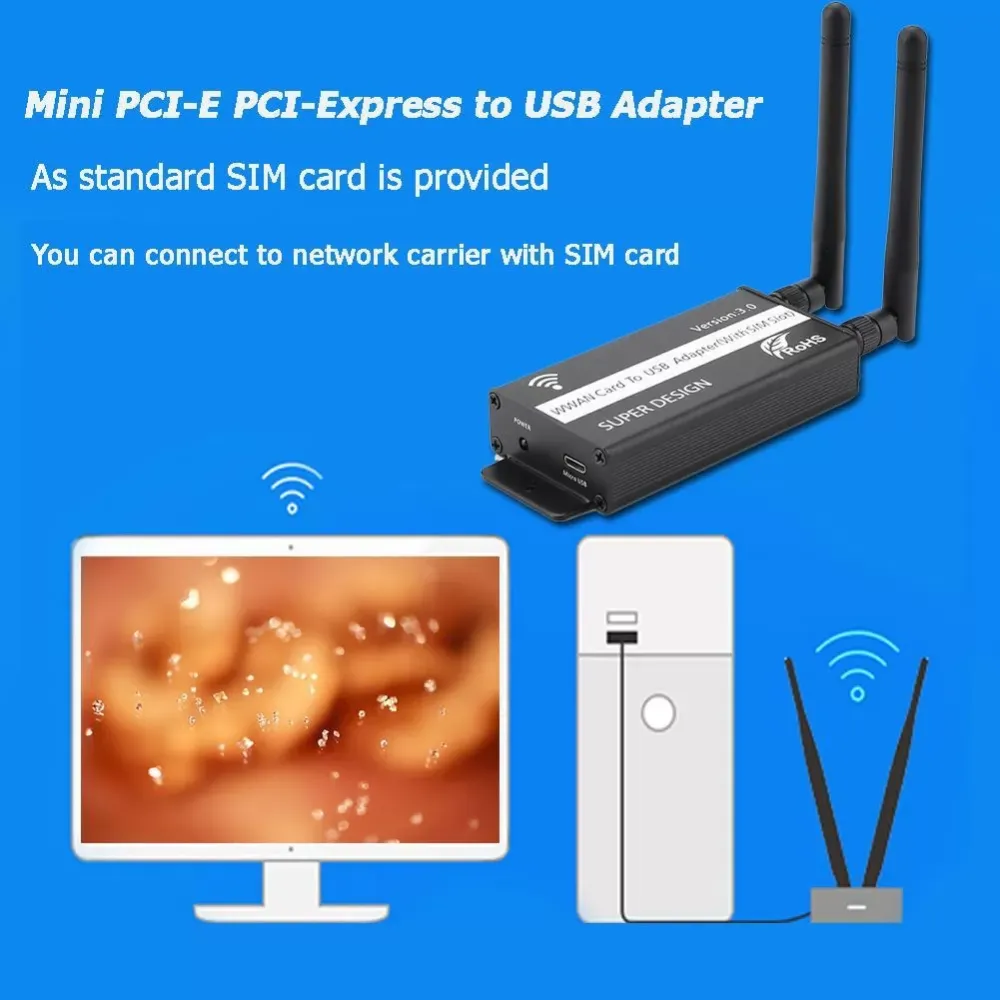 PCI-E PCI-Express to USB Adapter with SIM Card Slot for WWAN/LTE Module