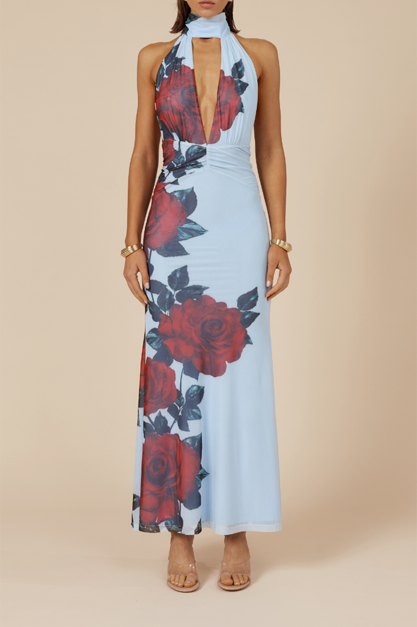 Halter neck cutout maxi dress