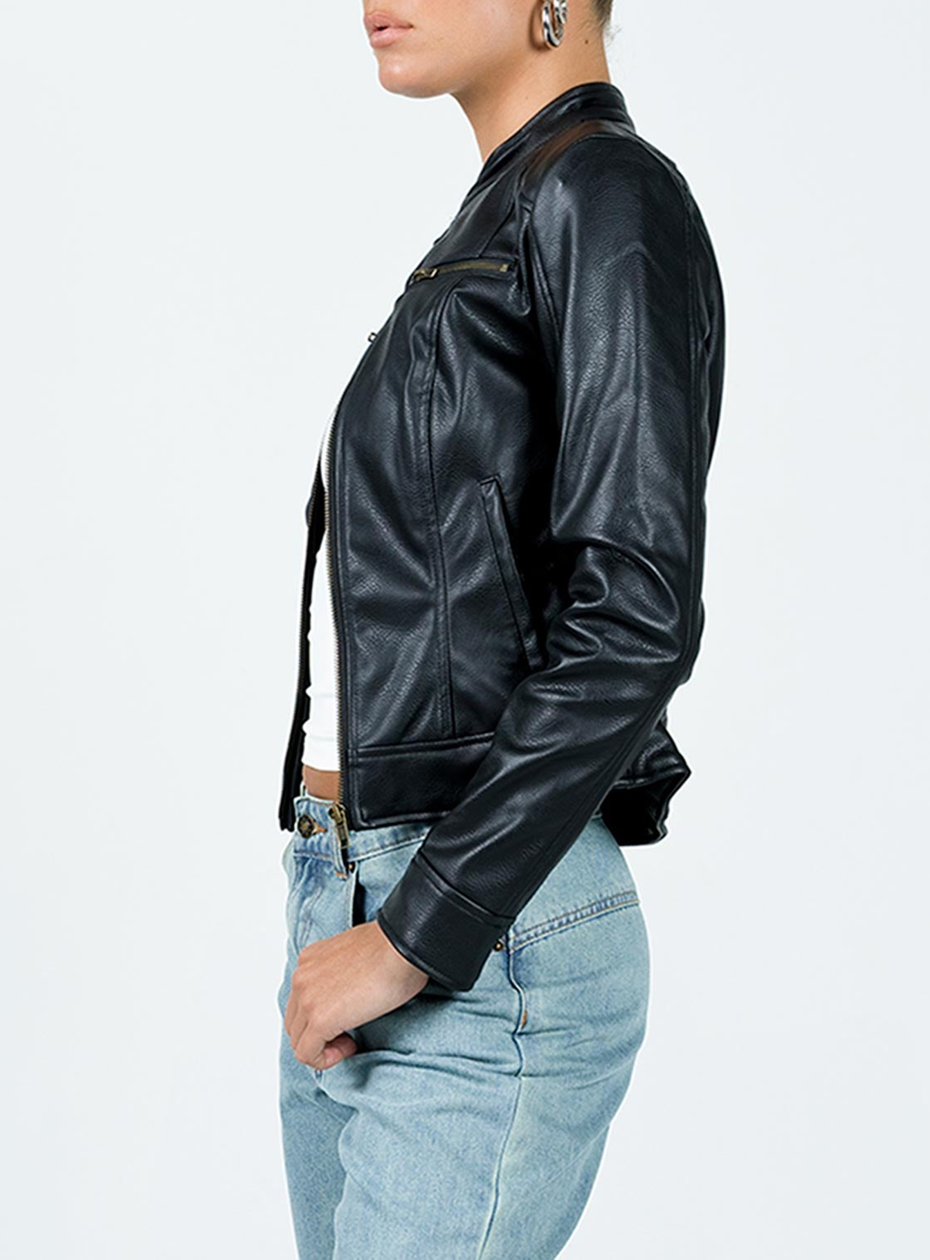 Pottsville Faux Leather Moto Jacket Black