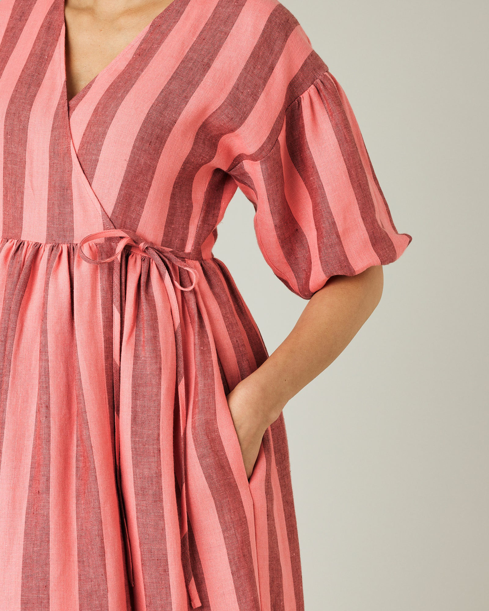 WINNIE BLUSH STRIPE LINEN DRESS