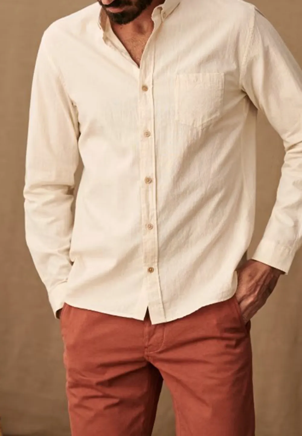 Cotton Linen Charlie Shirt-Beige