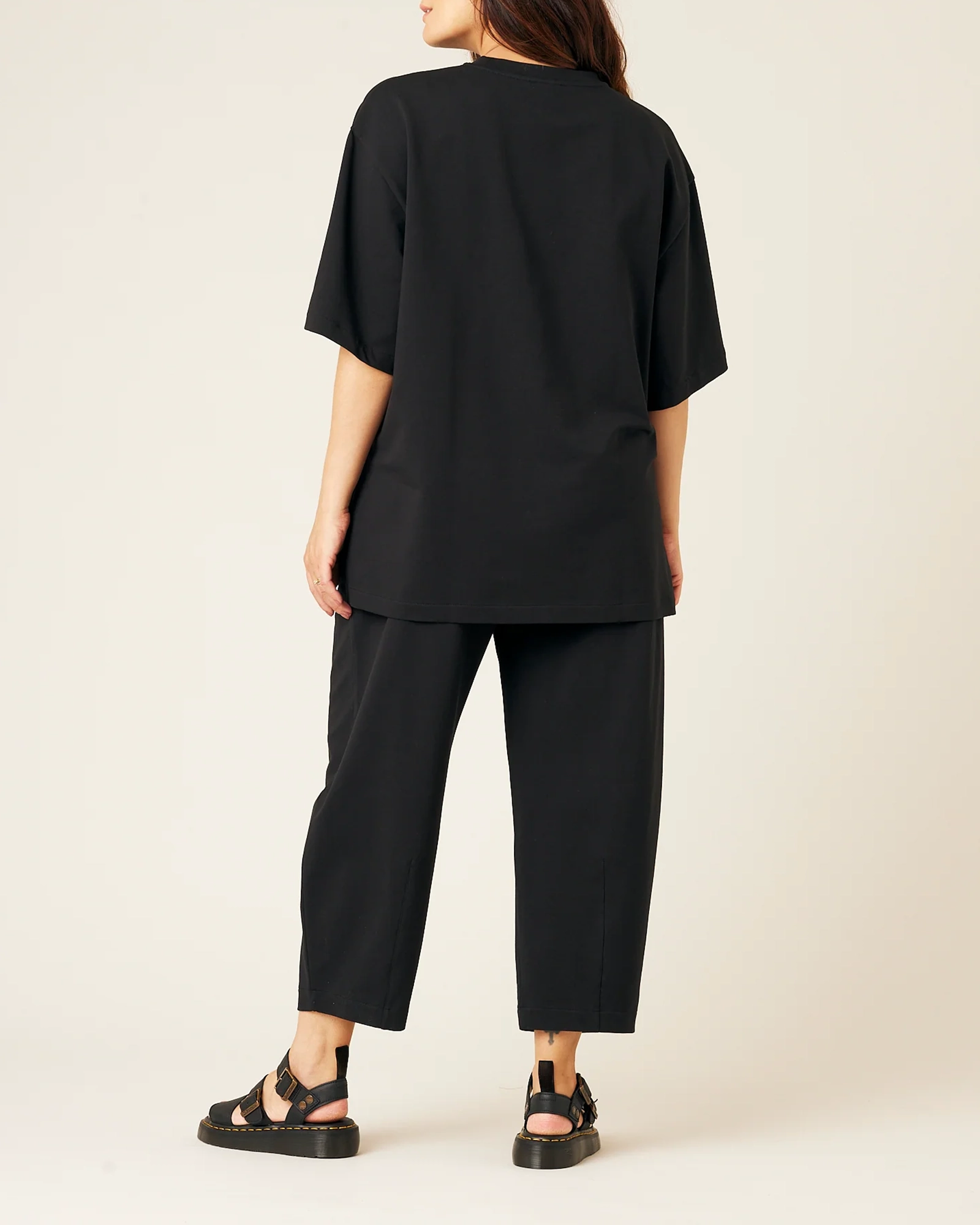 BLACK COTTON JERSEY TROUSERS