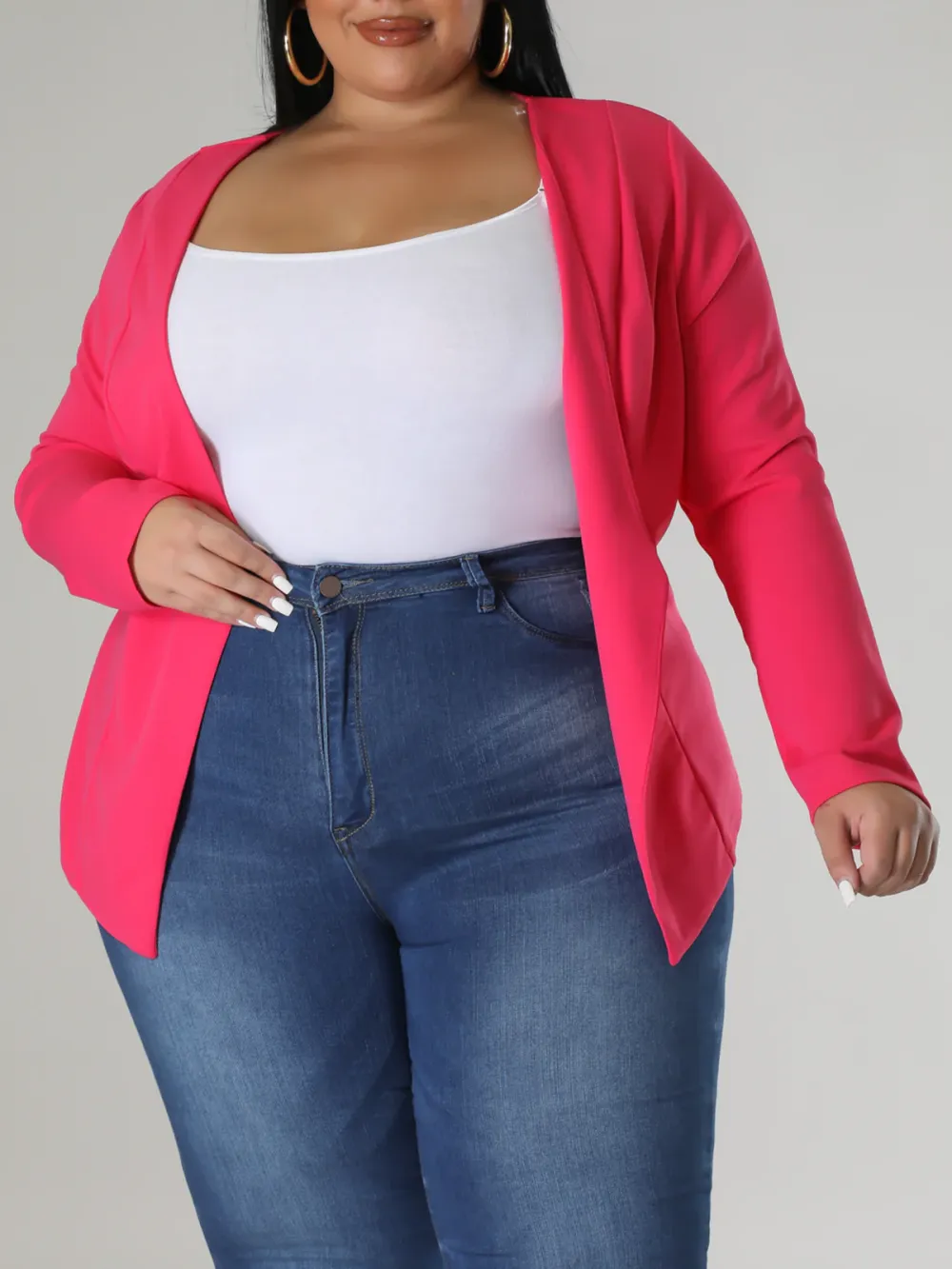 Plus-Size Fashion Women'S Solid Color Cardigan