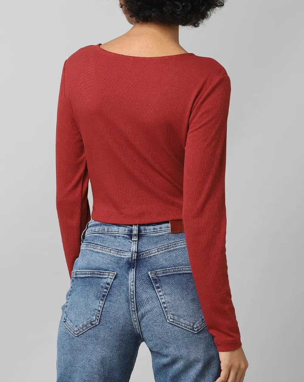 Rust Ruched Ribbed Crop Top