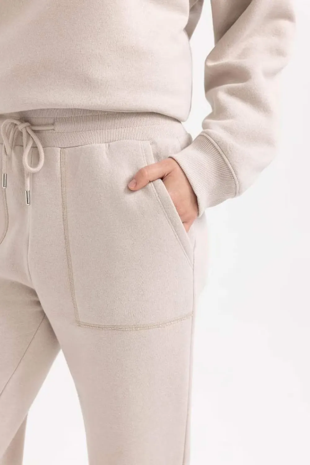 Jogger High Waist Thick Sweatshirt Fabric Trousers