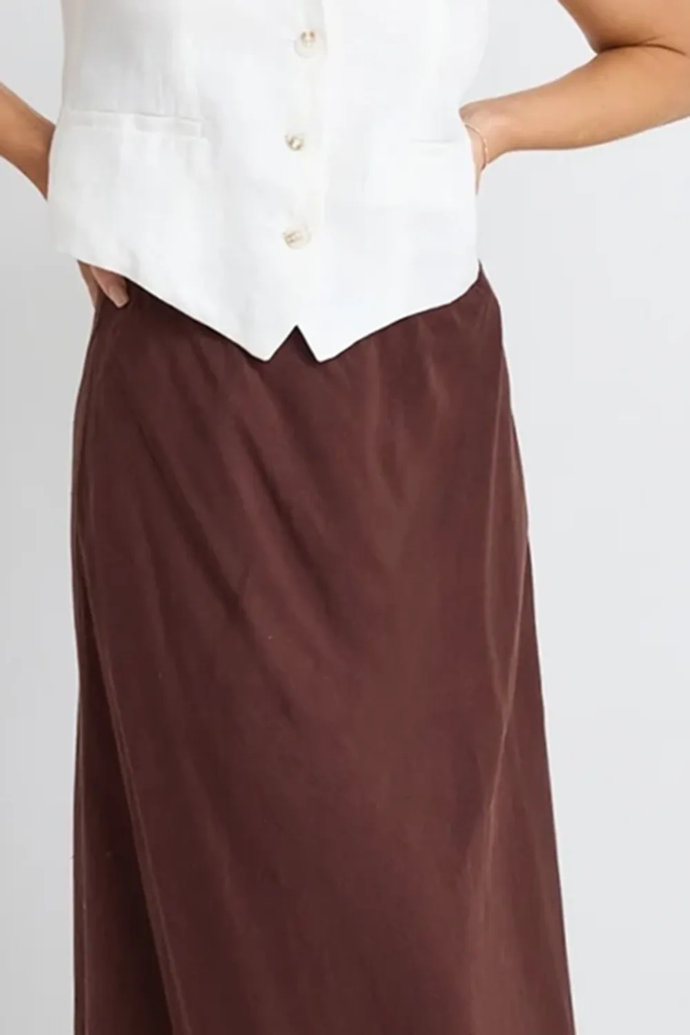 Lagos Chocolate Floaty Bias Cut Maxi Skirt