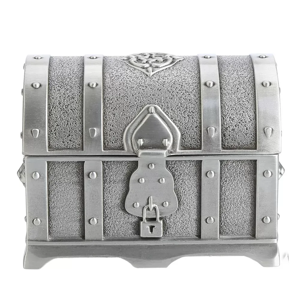 Small Zinc Alloy Antique Vintable Pirate Treasure Chest Jewelry Box Retro Trinket Ring Earring Necklace Storage Holder Case