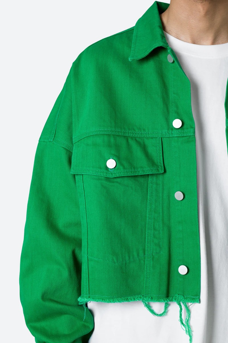 FRAYED DENIM JACKET GREEN