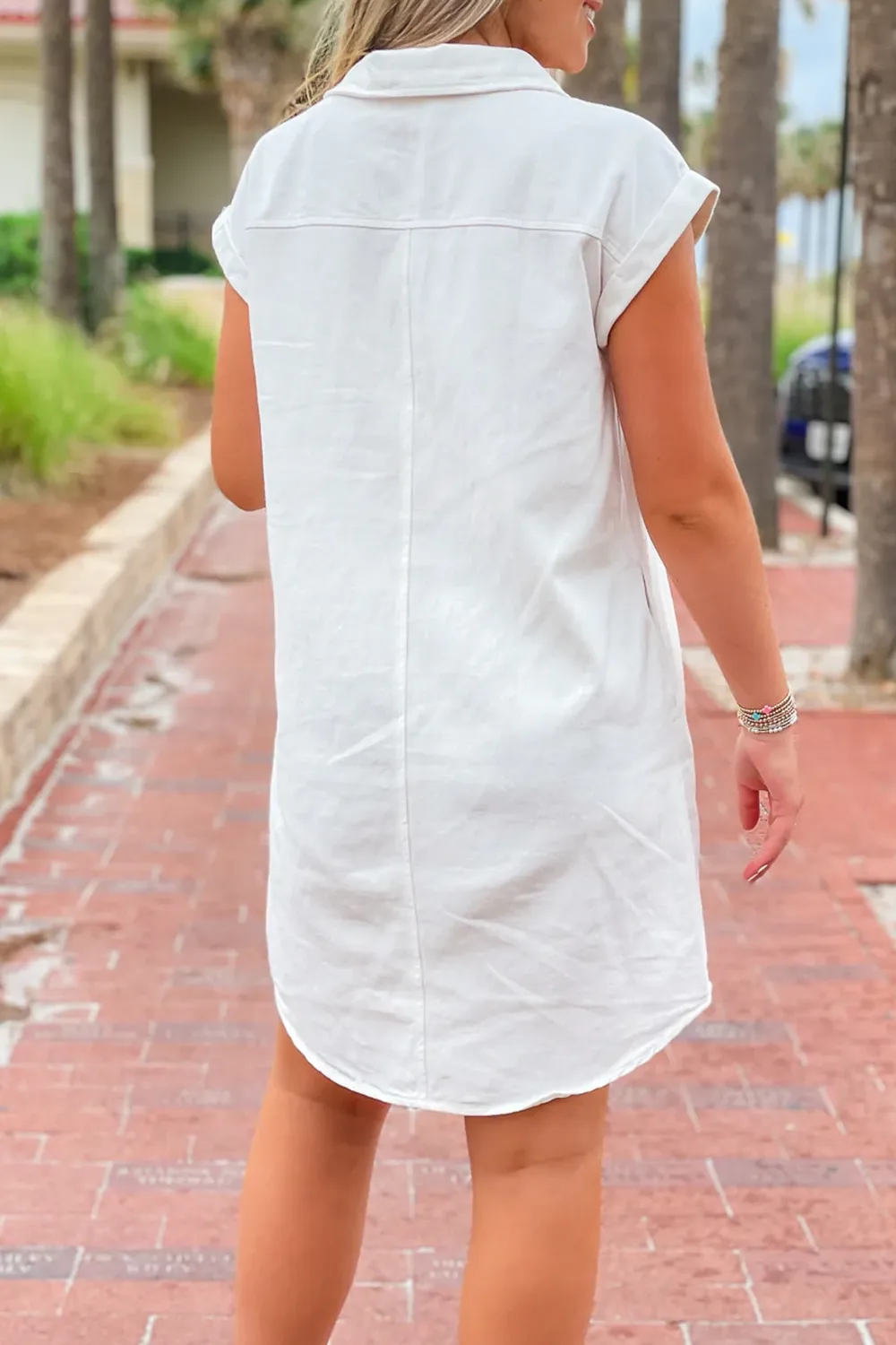 White Button Lapel Dress