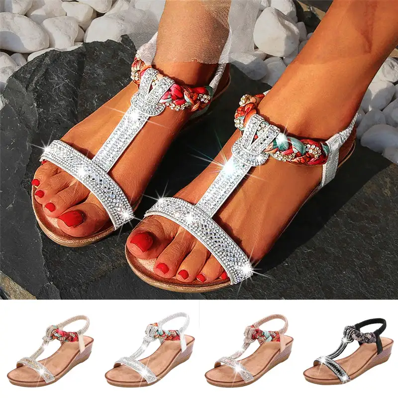 Summer sandals for women  with high heels wedges heels silver shoes