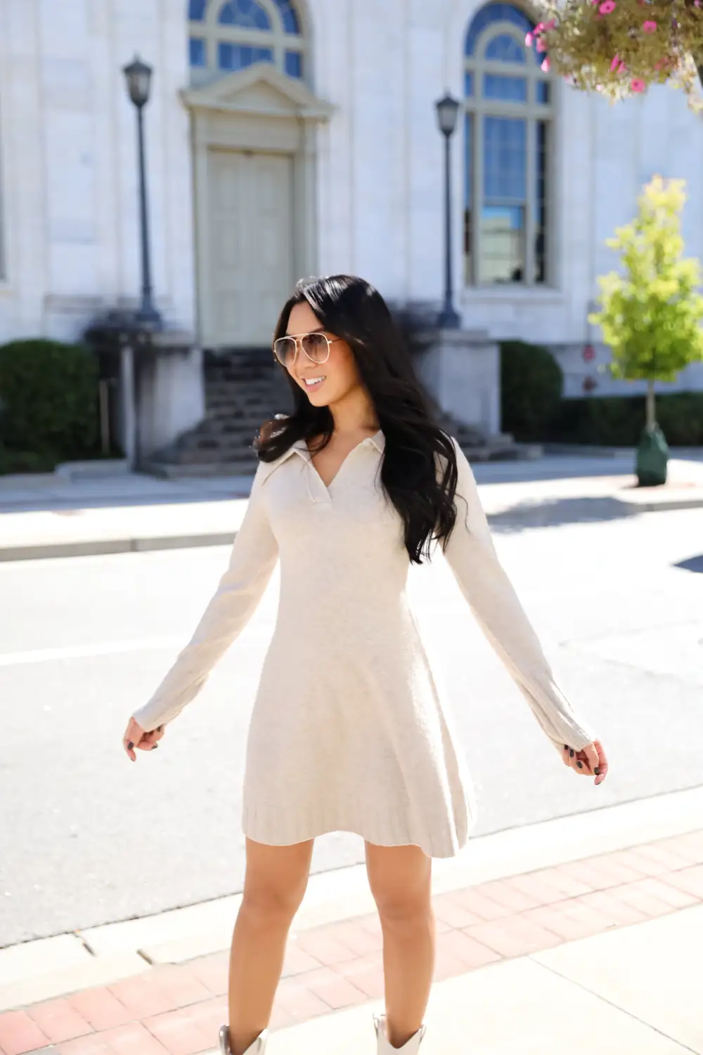 Deluxe Desire Taupe Mini Sweater Dress