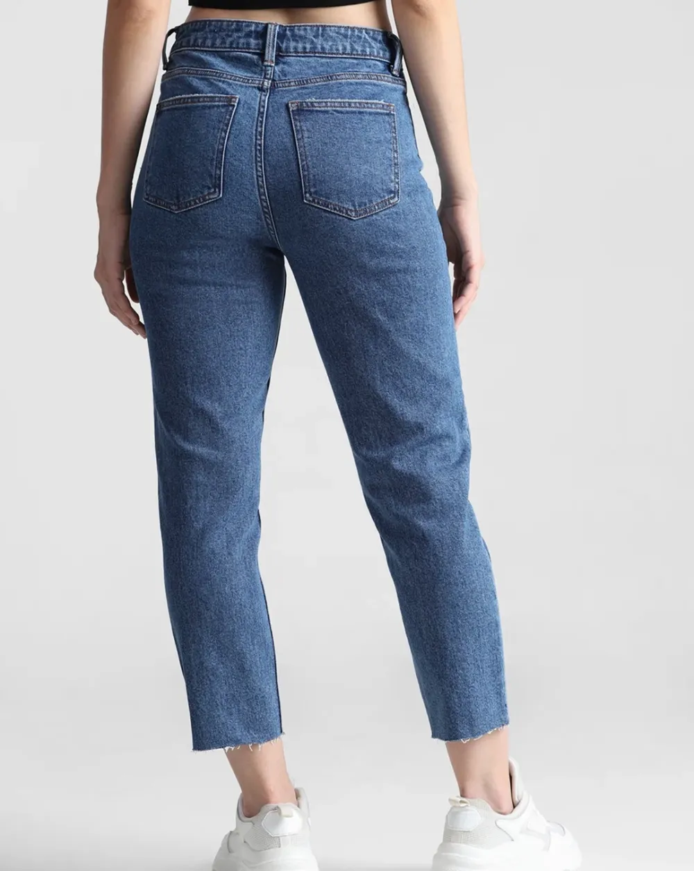 Blue High Rise Mom Fit Jeans