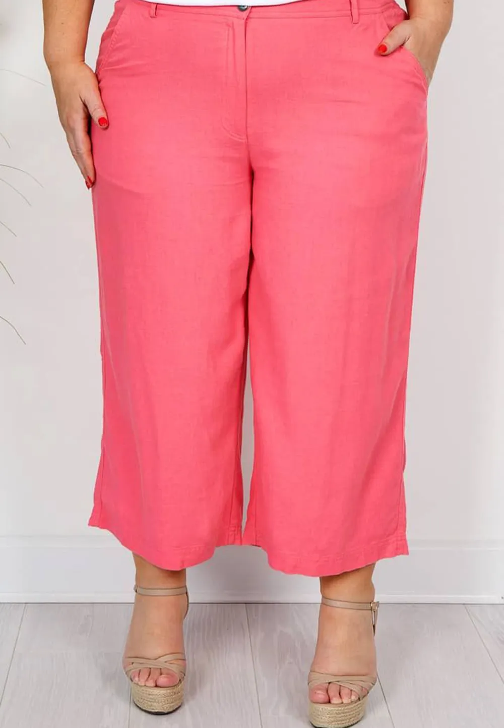 Coral Pink Linen Mix Culottes