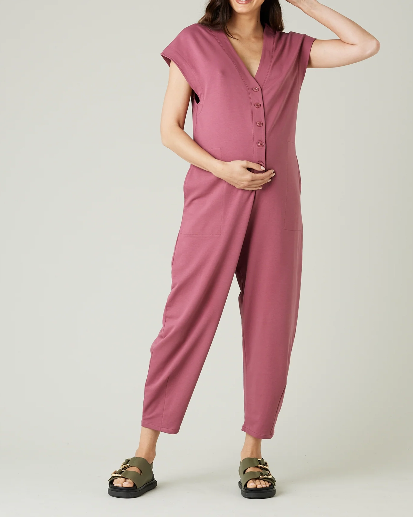 AUTUMN ROSE COTTON JERSEY JUMPSUIT