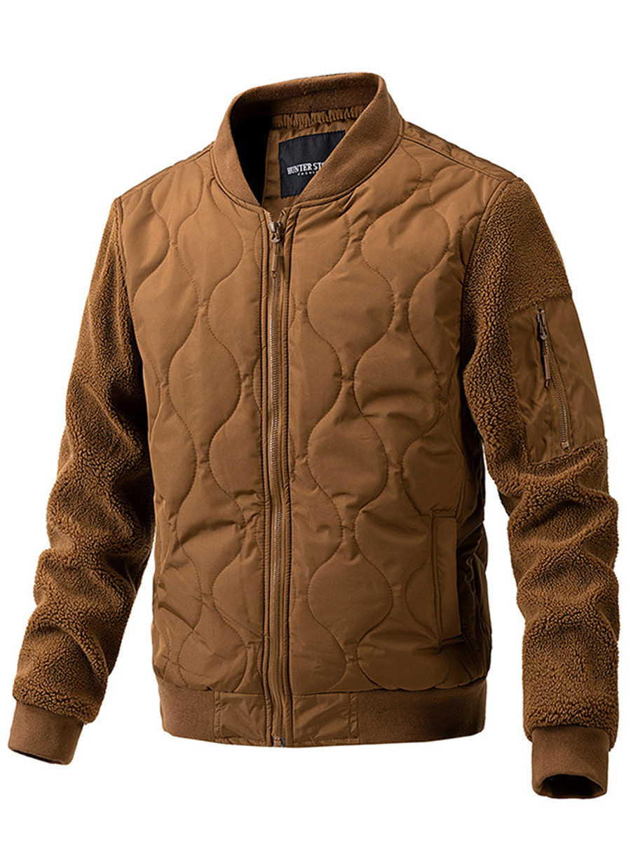 Men's woolen sleeve patchwork quilted jacket