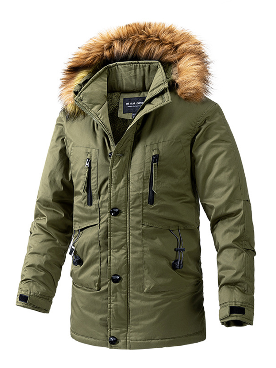 Men's outdoor fur collar cotton down jacket