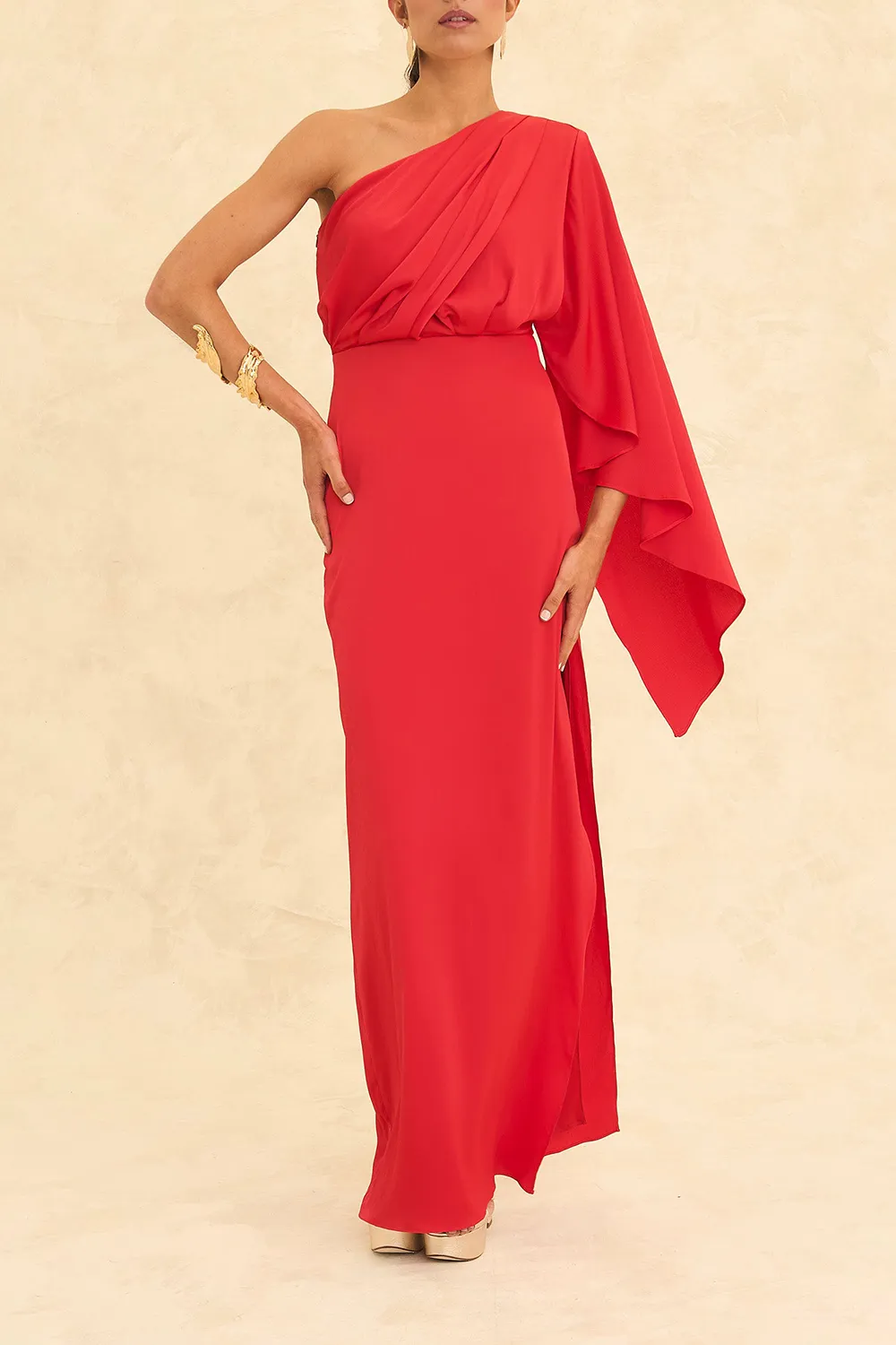 Elegant one-sleeve Petra Dress