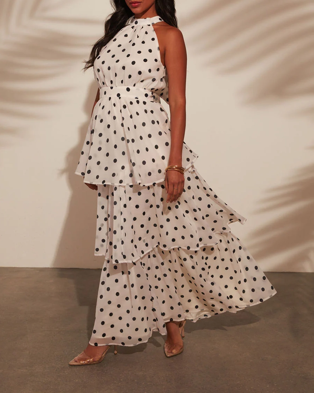 Spanish Riviera Polka Dot Tiered Maxi Dress